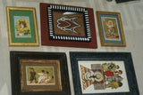 EPHEMERA AMERICANA ANTIQUE WHIMSICAL ART: 1895 FRAMED VICTORIAN TRADE CARD (6 pc DIE CUTS): NEW ENGLAND MINCE MEAT, PAPER DOLL (DFPO1E) 32” x 10.25”, ARTIST HAND PAINTED FRAME SIGNED DESIGNER COLLECTOR COLLECTIBLE WALL DÉCOR
