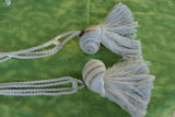 2 Pairs of very large Banded Tun Tonna Sulcosa Seashell Tassels, Pulls, Oceanic Art, South Pacific Home Decor Accent, Handcrafted Unique perfect for Designer Decorator Shell Collector Beach Lover Vacation Feel Pool Cabana