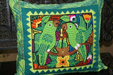 Kuna Indian Folk Art Mola from San Blas Islands, Panama. Hand stitched Textile Applique: Orange Humming Bird / Hummer Bird & Hibiscus Flower 14" x 13 " (224)