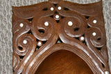 HUGE 21”x 8.5”x 3” STUNNING ROSEWOOD MUSEUM MASTERPIECE SAGO PLATTER DISH BOWL DELICATELY CARVED WITH INCISED LACY BORDERS INLAID WITH MOTHER OF PEARL RENOWNED TRIBAL SCULPTOR REMOTE TROBRIAND ISLANDS MELANESIA MASSIM SOUTH PACIFIC COLLECTOR DESIGNER 2A80