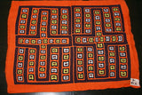 Kuna Indian Folk Art Mola Blouse panel from San Blas Islands, Panama. Hand stitched Reverse Applique: Pig Hooves / Animal Tracks 18" x 13" (41A)
