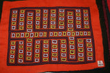 Kuna Indian Folk Art Mola blouse Panel from San Blas Islands, Panama. Reverse Hand stitched Applique: Geometric Pig Hooves’ Animal Tracks 17" x 13" (42A)