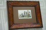 RARE & AUTHENTIC  19C FRAMED ITALIAN ANTIQUE H.C HAND COLORED HISTORICAL  ENGRAVING OF AUSTRALIA ABORIGINES FROM BERNIERI ANTIQUE TRAVEL BOOK MATTED AND CUSTOM FRAMED IN BAMBOO FRAME