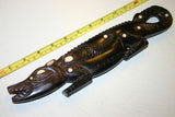 SOLD RARE HANDCARVED EBONY MOTHER PEARL CROCODILE TROBRIANDS OCEANIC ART 1A5