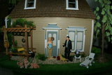 1970 HUGE CUSTOM BUILT & FULLY FURNISHED DOLL HOUSE (5 ft x 4ft x 32”) WITH 14 rooms & 3 gardens, Plants, Trees + Outhouse (1/12 Scale) Operating Lights