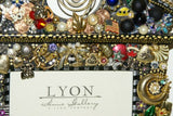 HAND CRAFTED UNIQUE ECLECTIC ART PICTURE FRAME FOR PHOTOS LOTS OF ACCENT TRINKETS JEWELS COINS SIGNED BY ARTIST ONLY 1 MADE DESIGNER COLLECTIBLE