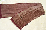 Old Superb Ceremonial Balinese hand woven textile Burgundy Setagen Ceremonial Songket Brocade Damask Embroidery Runner with Metallic Gold Threads 55" x 8.5" (SG30) Collected in Klunkung Regency, Bali & belonging to Nobility royalty