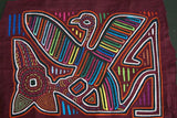 Kuna Indian Abstract Traditional Mola blouse panel from San Blas Islands, Panama. Hand stitched Applique: Bird on Flower Colorful 16.25" x 12.25" (10B)