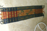 Hand woven Sumba Songket Hinggi Ikat Runner (57" x 12") with Geometric Designs Made from Hand spun Cotton Dyed with Natural Pigments (SR63)  beautiful earthtone geometrics with fringes wall Décor designer textile collector unique