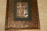 TRADITIONAL BALINESE MINIATURE INK PAINTING BY KNOWN PENGOSEKAN ARTIST TOPENG MASK MONKEY DANCE UBUD ART WITH MINUTE INTENSE DETAIL PROFESSIONALLY FRAMED IN HAND PAINTED FRAME WITH 3 MATS, DFBT17 BALI ART DESIGNER DECORATOR COLLECTOR WALL DECOR