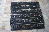 UNIQUE INTRICATELY HAND CARVED ORNATE WOOD HANGER 27” LONG (ROD, RACK) USED TO DISPLAY RARE OR PRECIOUS TEXTILES ON THE WALL, SUPERB BAS RELIEF CHOICE BETWEEN 2 LACY FOLIAGE VINES & FLOWER MOTIF ITEM 281 OR 282 COLLECTOR DECORATOR DESIGNER WALL ART