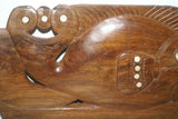 Rare South Pacific Island Primitive Art Mother Pearl Hand carved Wood Fish 1A19
