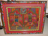 1980's Kuna Indian Folk Art Mola Blouse Panel from San Blas Islands, Panama. Hand stitched Reverse Applique:  Traditional Panama Eagle 16.5" x 13" (27A)