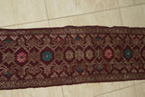 Old Superb Ceremonial Balinese hand woven textile Antique Burgundy Ceremonial Songket Brocade damask Embroidery with Metallic Gold Threads 51" x 8.25" (SG24) Collected in Negara, Bali & belonging to Nobility royalty 70 years old