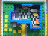 UNIQUE CUSTOM LEGO SET WITH 1905 PCS, 24 MINIFIGURES, 4 BUILDINGS: GRINGOTTS GOURMET CAFÉ WITH OUTDOOR TABLES & UMBRELLAS, CITY BANK, STORAGE BLD, PUBLIC BATHROOM, FIRE BRIGADE, TRUCKS, PLAYGROUND, GARDENS, MOTOCYCLES ETC (KIT 22)