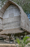 Older Ethnic one of a kind Basket with Incredible Minute Weave, a hand woven betel nut storage Container, including a Sirih Bone & wood Pounder, a Pestle called Pelacok, used to crush the betel nut, from Lombok, Lesser Sunda Islands, Indonesia