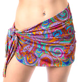 SOLD OUT: HIGH QUALITY HAND PAINTED TEXTILE FABRIC HALF SARONG OR BEACH SKIRT SIGNED BY THE ARTIST: DETAILED MOTIFS OF BLOOMING DOUBLE HIBISCUS, RICH COLORS 74" x 23" (no SC9)