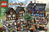 LEGO 10193 NOW VERY RARE RETIRED Castle Medieval Market Village: 2 2x STORIES BUILDINGS,  8 MINIFIGURES:  PEASANTS BLACKSMITH  KNIGHTS, COWS HORSE & CART DUCK FROG  RAT WATER WHEEL HAMMER, 1609 + 49 EXTRA PIECES (Yr 2008) never built: Box included