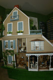 1970 HUGE CUSTOM BUILT & FULLY FURNISHED DOLL HOUSE (5 ft x 4ft x 32”) WITH 14 rooms & 3 gardens, Plants, Trees + Outhouse (1/12 Scale) Operating Lights