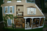 1970 HUGE CUSTOM BUILT & FULLY FURNISHED DOLL HOUSE (5 ft x 4ft x 32”) WITH 14 rooms & 3 gardens, Plants, Trees + Outhouse (1/12 Scale) Operating Lights