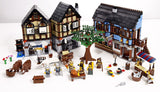 LEGO 10193 NOW VERY RARE RETIRED Castle Medieval Market Village: 2 2x STORIES BUILDINGS,  8 MINIFIGURES:  PEASANTS BLACKSMITH  KNIGHTS, COWS HORSE & CART DUCK FROG  RAT WATER WHEEL HAMMER, 1609 + 49 EXTRA PIECES (Yr 2008) never built: Box included