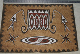 Rare Tapa Bark Cloth (Kapa in Hawaii), from Lake Sentani, Irian Jaya, Papua New Guinea. Hand painted by a Tribal Artist with natural pigments: Spiritual Stylized shield, Fish, Water Bugs Motifs 27" x 18" (no 40)