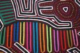 Kuna Indian Folk Art Mola Blouse Panel from San Blas Islands Panama. Hand stitched Abstract Applique: Animal Motif 17.5" x 12.5" (21C)