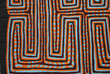 1980's Kuna Indian Folk Art Blouse Mola Panel from San Blas Islands, Panama. Hand stitched Reverse Applique: Rare Crab Tracks in Sand Motif 17.5" x 13.25" (22A)