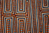 1980's Kuna Indian Folk Art Blouse Mola Panel from San Blas Islands, Panama. Hand stitched Reverse Applique: Rare Crab Tracks in Sand Motif 17.5" x 13.25" (22A)