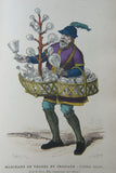 SOLD ANTIQUE RARE FRENCH BOOK 112 COLORED ENGRAVINGS LITHOGRAPHS (11” x 7 ½”) + 1 MAP (24” X 20”) FROM 1880 (19th Century) from “Costumes De Paris a Travers Les Siecles” HUMOROUS SIGNED PLATES FRANCE WAYS OF LIFE,  STYLES, PROFESSIONS, VEHICLES
