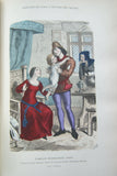 SOLD ANTIQUE RARE FRENCH BOOK 112 COLORED ENGRAVINGS LITHOGRAPHS (11” x 7 ½”) + 1 MAP (24” X 20”) FROM 1880 (19th Century) from “Costumes De Paris a Travers Les Siecles” HUMOROUS SIGNED PLATES FRANCE WAYS OF LIFE,  STYLES, PROFESSIONS, VEHICLES