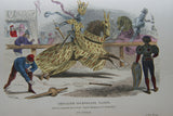SOLD ANTIQUE RARE FRENCH BOOK 112 COLORED ENGRAVINGS LITHOGRAPHS (11” x 7 ½”) + 1 MAP (24” X 20”) FROM 1880 (19th Century) from “Costumes De Paris a Travers Les Siecles” HUMOROUS SIGNED PLATES FRANCE WAYS OF LIFE,  STYLES, PROFESSIONS, VEHICLES