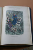 SOLD ANTIQUE RARE FRENCH BOOK 112 COLORED ENGRAVINGS LITHOGRAPHS (11” x 7 ½”) + 1 MAP (24” X 20”) FROM 1880 (19th Century) from “Costumes De Paris a Travers Les Siecles” HUMOROUS SIGNED PLATES FRANCE WAYS OF LIFE,  STYLES, PROFESSIONS, VEHICLES