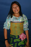 Kuna Indian Folk Art Mola Blouse Panel from San Blas Island, Panama. Museum Quality Hand stitched Reverse Applique: Colorful Detailed  of Parrot & flower  16" x 11.5” (1A)