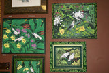 30”x 25” ORIGINAL DETAILED COLORFUL  BALINESE PAINTING ON CANVAS RENOWN UBUD ARTIST RAINFOREST PARADISE WITH FOLIAGE ORCHID HIBISCUS BIRD FRAMED IN SIGNED CUSTOM FRAME HANDPAINTED TO MATCH ARTWORK DFBB38 DECORATOR DESIGNER ART COLLECTOR
