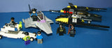 3 LEGO SETS, D.C UNIVERSE SUPER HEROES: BATWING JETPLANE, CATWOMAN JET & AMPHIBIAN POLICE CAR, PLUS 6 HIGHLY COLLECTIBLE NOW RARE RETIRED MINIFIGURES: 2 BATMAN MFGS GREY & BLACK, CATWOMAN, JOKER, HENCHMAN, POLICE GUARD ETC. 287 PCS (KIT 32)