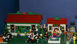 HUGE CUSTOM LEGO SET 32" x 12" x 15": THE ULTIMATE YEAR ROUND CHRISTMAS VILLAGE (2136 PCS) WITH 81 MINIFIGURES & 4 BUILDINGS, POLICE STATION, INDOOR POOL, OFFICES, WAREHOUSE, APTS, CARS, MOTOCYCLES, GARDENS, SANTAS & ACCESSORIES (KIT 27)