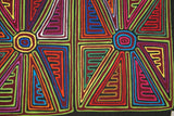 Kuna Indian Folk Art Mola Blouse Panel from San Blas Islands, Panama. Hand stitched Reverse Applique: Geometric Abstract Mirror Image Sand Timers 16" x 13" (34A)