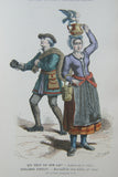SOLD ANTIQUE RARE FRENCH BOOK 112 COLORED ENGRAVINGS LITHOGRAPHS (11” x 7 ½”) + 1 MAP (24” X 20”) FROM 1880 (19th Century) from “Costumes De Paris a Travers Les Siecles” HUMOROUS SIGNED PLATES FRANCE WAYS OF LIFE,  STYLES, PROFESSIONS, VEHICLES