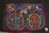 Kuna Indian Folk Art Mola Blouse Panel  from San Blas Island, Panama. Museum Quality Hand stitched Reverse Applique: Colorful Abstract, Detailed: Stunning Pumpkin Patch. 16” X 11.75” (38B)