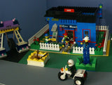 UNIQUE CUSTOM LEGO SET WITH 1905 PCS, 24 MINIFIGURES, 4 BUILDINGS: GRINGOTTS GOURMET CAFÉ WITH OUTDOOR TABLES & UMBRELLAS, CITY BANK, STORAGE BLD, PUBLIC BATHROOM, FIRE BRIGADE, TRUCKS, PLAYGROUND, GARDENS, MOTOCYCLES ETC (KIT 22)