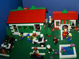 HUGE CUSTOM LEGO SET 32" x 12" x 15": THE ULTIMATE YEAR ROUND CHRISTMAS VILLAGE (2136 PCS) WITH 81 MINIFIGURES & 4 BUILDINGS, POLICE STATION, INDOOR POOL, OFFICES, WAREHOUSE, APTS, CARS, MOTOCYCLES, GARDENS, SANTAS & ACCESSORIES (KIT 27)
