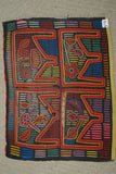 1960's Kuna Indian Folk Art Mola Blouse Panel from San Blas Islands, Panama. Abstract Hand-stitched Reverse Applique: 4 Tables with Vases & Flowers 18" X 13.5" (47B) very large.