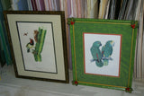 1978 AUSTRALIAN BIRD LITHOGRAPH FROM “PARROTS OF THE WORLD” BY BILL  COOPER PROFESSIONALLY X3 MATTED AND FRAMED IN UNIQUE SIGNED HAND PAINTED FRAME ADORNED WITH FRUIT & LEAVES: UNIQUE DESIGNER WALL ART DÉCOR ITEM DFPO75
