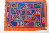 Kuna Indian Folk Art Mola Blouse Panel from San Blas Islands, Panama. Hand stitched Reverse Applique: Geometric Abstract North Star 18.5" x 13.25"  (40B)