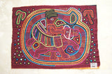 Kuna Indian Folk Art Mola Blouse Panel from San Blas Islands, Panama. Handstitched Reverse Applique: Conquistador Riding a Flying Horse While Blowing His Horn 16" x 12.25" (40B)