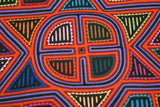 Kuna Indian Folk Art Mola Blouse Panel from San Blas Islands, Panama. Hand stitched Reverse Applique: Geometric Abstract North Star 18.5" x 13.25"  (40B)
