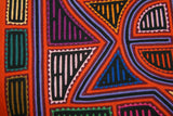 Kuna Indian Folk Art Mola Blouse Panel from San Blas Islands, Panama. Hand stitched Reverse Applique: Geometric Abstract North Star 18.5" x 13.25"  (40B)