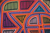Kuna Indian Folk Art Mola Blouse Panel from San Blas Islands, Panama. Hand stitched Reverse Applique: Geometric Abstract North Star 18.5" x 13.25"  (40B)