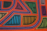 Kuna Indian Folk Art Mola Blouse Panel from San Blas Islands, Panama. Hand stitched Reverse Applique: Geometric Abstract North Star 18.5" x 13.25"  (40B)